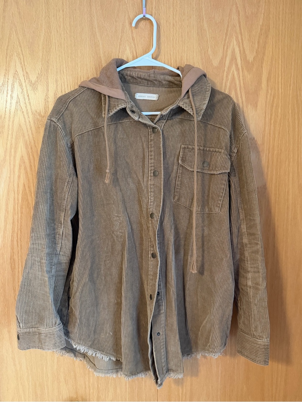Gilded Intent Brown Corduroy Hooded Shacket